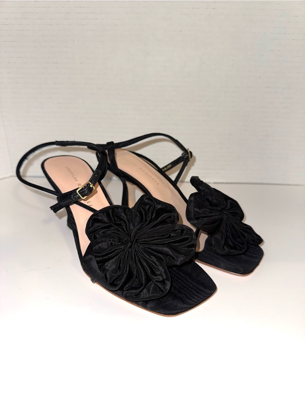 Loeffler Randall Frank Black Moiré Flower Sandals
